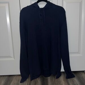 Lightweight hooded blue sweater, Men, size Large. Never worn, good condition.
